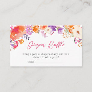 Baby in Bloom Bright Floral Diaper Raffle Enclosure Card
