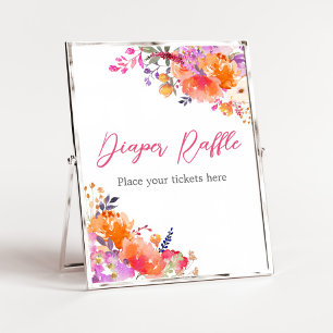 Baby in Bloom Bright Floral Diaper Raffle Poster