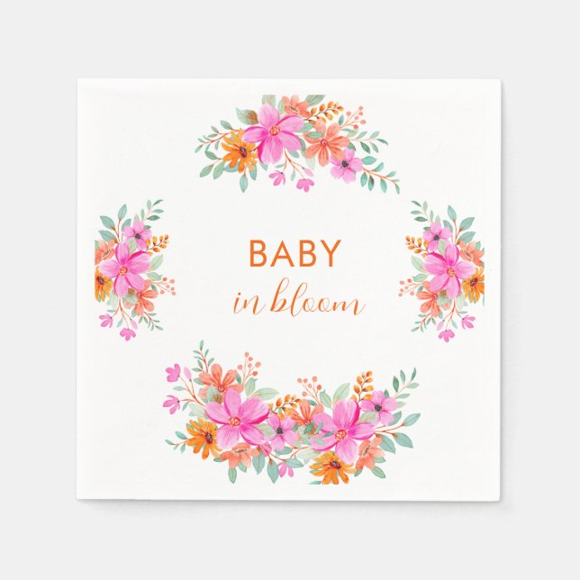 Baby in Bloom bright summer floral shower  Napkins (Front)