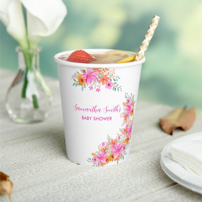Baby in Bloom bright summer floral shower  Paper Cups (Insitu)