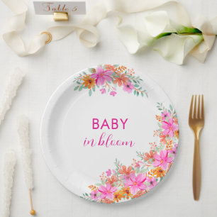 Baby in Bloom bright summer floral shower Paper Plates