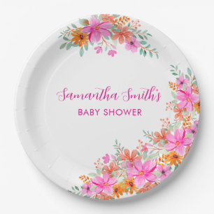 Baby in Bloom bright summer floral shower  Paper Plates