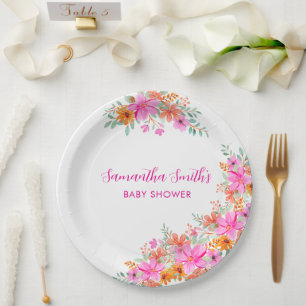 Baby in Bloom bright summer floral shower  Paper Plates