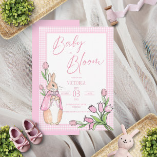 Baby in Bloom Bunny Rabbit Pink Baby Shower Invitation