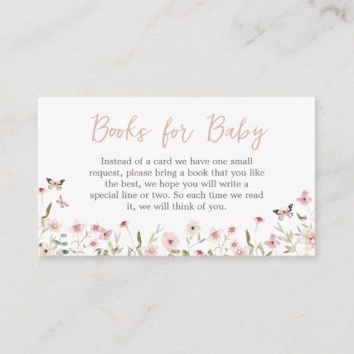 Baby in Bloom Butterfly Baby Shower Books for Baby Enclosure Card