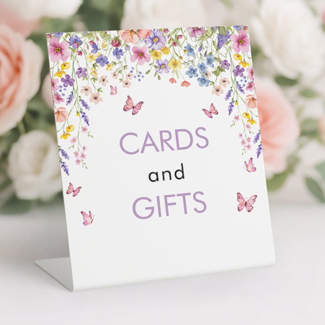Baby in Bloom Butterfly Baby Shower Cards & Gifts Pedestal Sign (Baby in Bloom Butterfly Baby Shower Cards & Gifts Pedestal Sign)