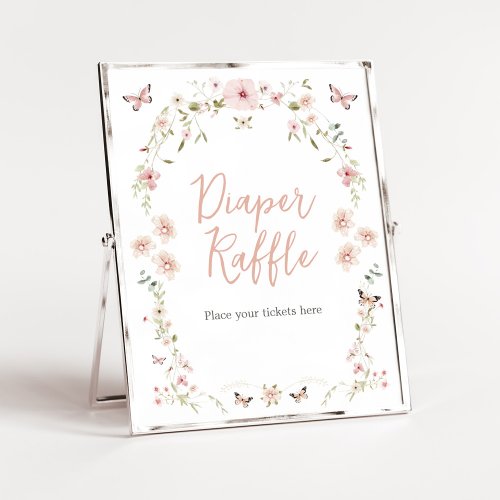 Baby in Bloom Butterfly Baby Shower Diaper Raffle Poster