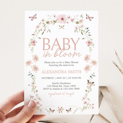 Baby in Bloom Butterfly Baby Shower Invitation