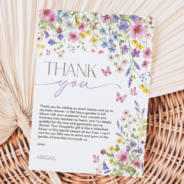 Baby in Bloom Butterfly Baby Shower Thank You Card (Baby in Bloom Butterfly Baby Shower Thank You Card)