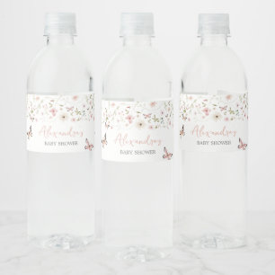 Baby in Bloom Butterfly Baby Shower Water Bottle Label