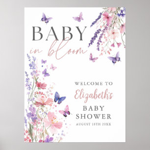 Baby In Bloom Butterfly Baby Shower Welcome Sign