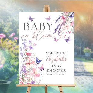 Baby In Bloom Butterfly Baby Shower Welcome Sign