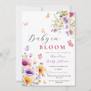 Baby in Bloom Butterfly Baby Shower Wildflower Invitation