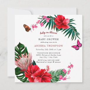 Baby in Bloom   Butterfly Floral Baby Shower Invitation