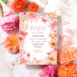 Baby in Bloom Butterfly Wildflower Baby Shower Invitation