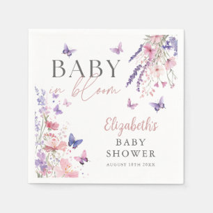 Baby In Bloom Butterfly Wildflowers Baby Shower Napkins