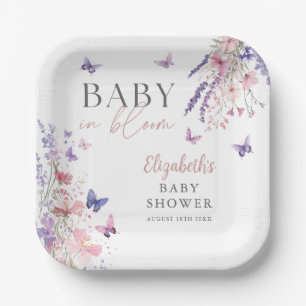 Baby In Bloom Butterfly Wildflowers Baby Shower Paper Plates