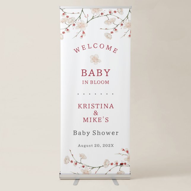 Baby in Bloom Cherry Blossom Baby Shower Welcome Retractable Banner (Front)