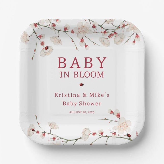 Baby in Bloom Cherry Blossom   Paper Plates (Front)