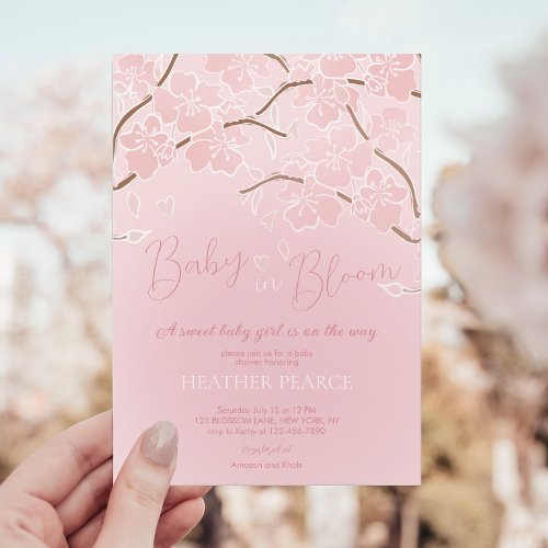 Baby In Bloom Cherry Blossom Shower Invitation