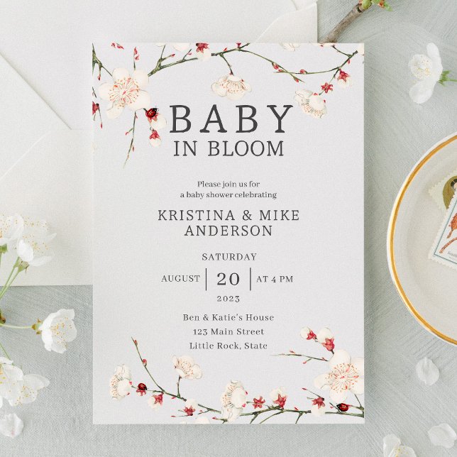 Baby in Bloom Cherry Blossom Shower Invitation (Creator Uploaded)
