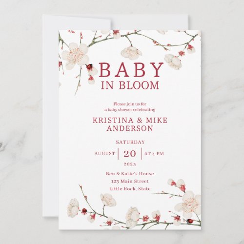 Baby in Bloom Cherry Blossom Shower Invitation