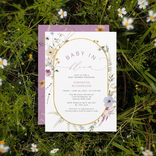 Baby in Bloom Chic Wildflowers Baby Shower Invitation