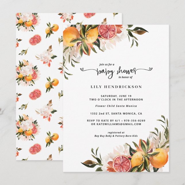 Baby in Bloom | Citrus Baby Shower Invitation (Front/Back)