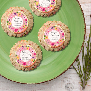 Baby In Bloom Colorful Floral Peach Baby Shower Reese's Peanut Butter Cups