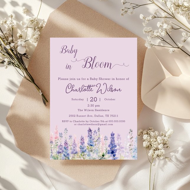 Baby In Bloom Colorful Lupine Flowers Baby Shower Invitation (Creator Uploaded)