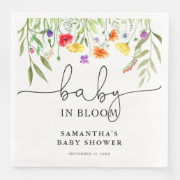 Baby in Bloom Colorful wildflowers spring floral Paper Dinner Napkins