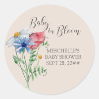 Baby in Bloom Country Wildflower Baby Shower Classic Round Sticker