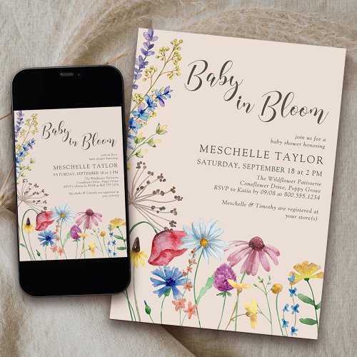 Baby in Bloom Country Wildflower Baby Shower Invitation