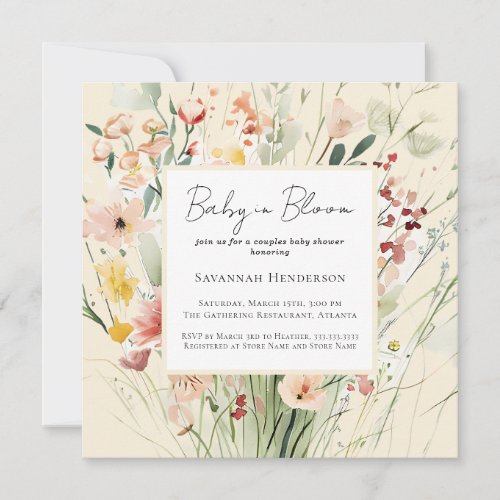 Baby in Bloom Couples Wildflower Baby Shower Invitation