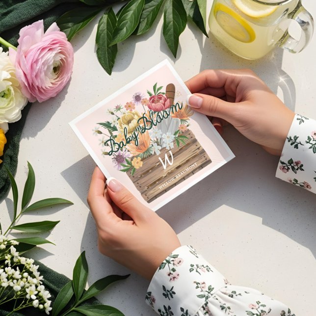 Baby in Bloom Cute Floral Wooden Crate Baby Shower Napkins (Baby in Bloom Cute Floral Wooden Crate Baby Shower Napkins)