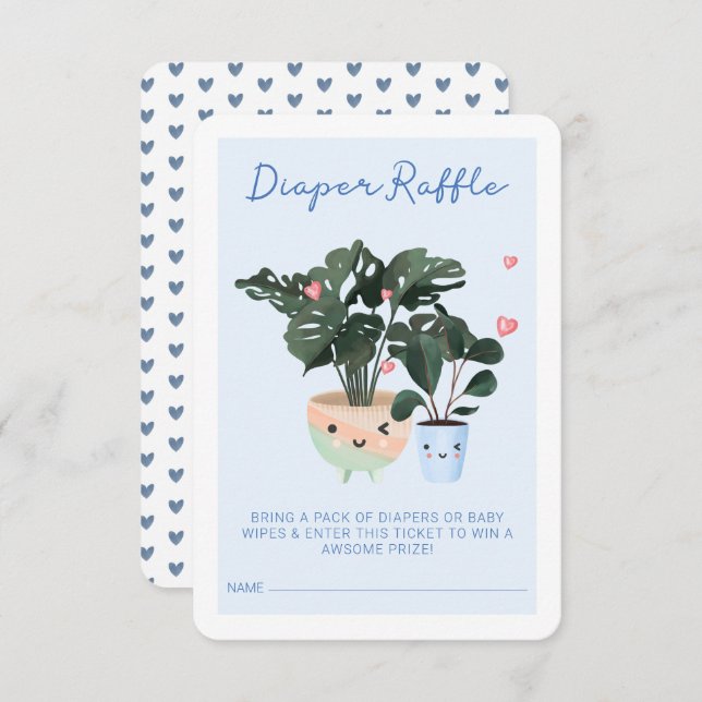 Baby In Bloom Cute Potted Plants Diaper Raffle Enclosure Card (Front/Back)