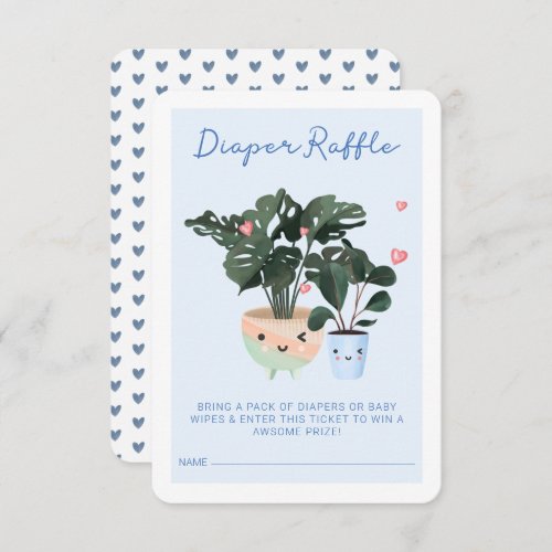 Baby In Bloom Cute Potted Plants Diaper Raffle Enclosure Card
