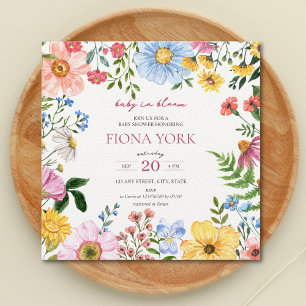 Baby in Bloom Cute Wildflower Baby Shower Invitation