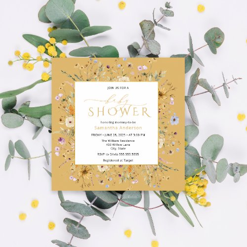 Baby in Bloom Cute Wildflower Girl Baby Shower Invitation