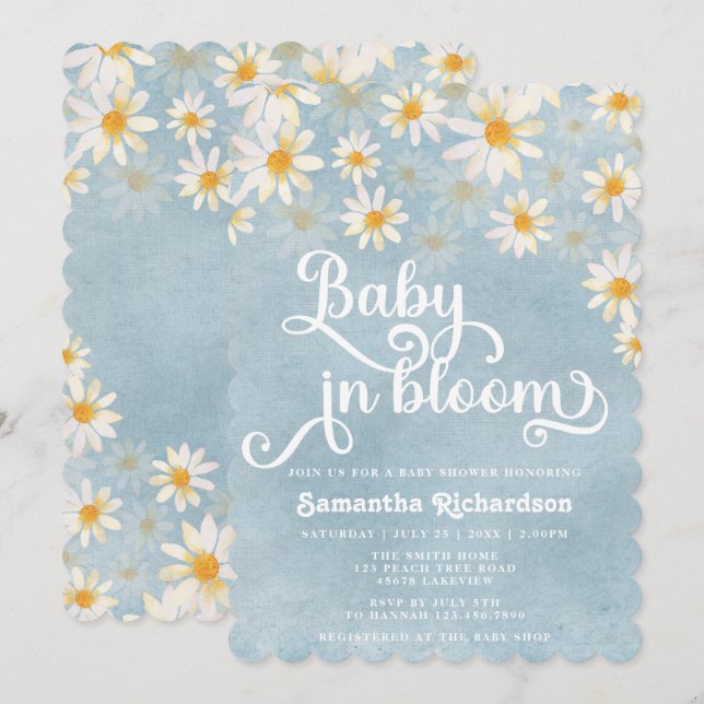 Baby in Bloom Daisy Baby Shower Invitation (Front/Back)