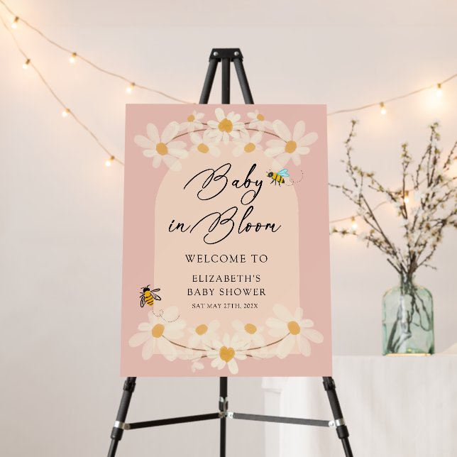 Baby in Bloom Daisy Baby Shower Welcome Sign (In Situ (Stand))