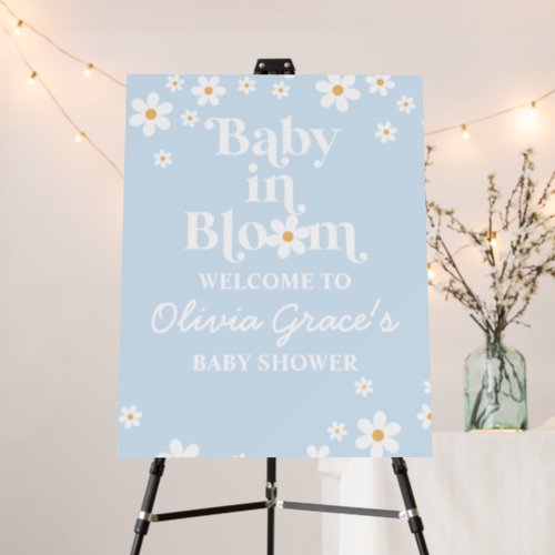 Baby in Bloom Daisy blue Baby Shower Welcome Foam Board