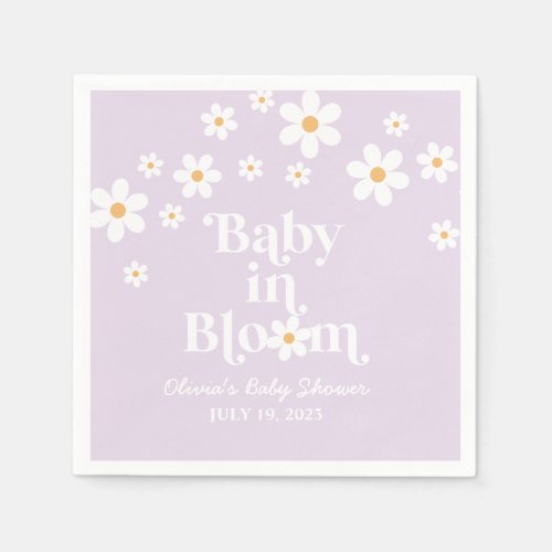 Baby in Bloom Daisy lilac Baby Shower Napkins