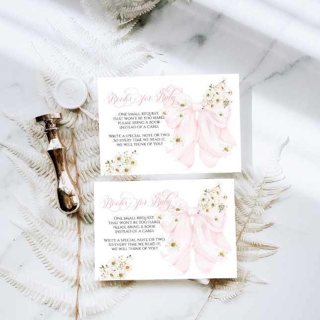 Baby in Bloom Daisy Pink Bow Girl Baby Shower Enclosure Card (Creator Uploaded)