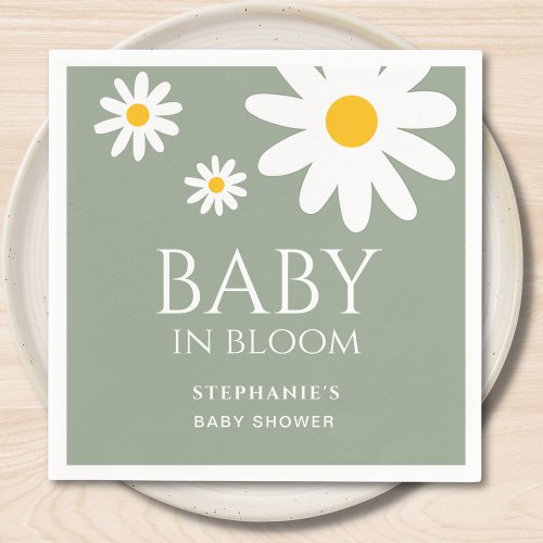 Baby in Bloom Daisy Sage Green Baby Shower 