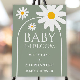Baby in Bloom Daisy Sage Green Baby Shower Welcome Foam Board
