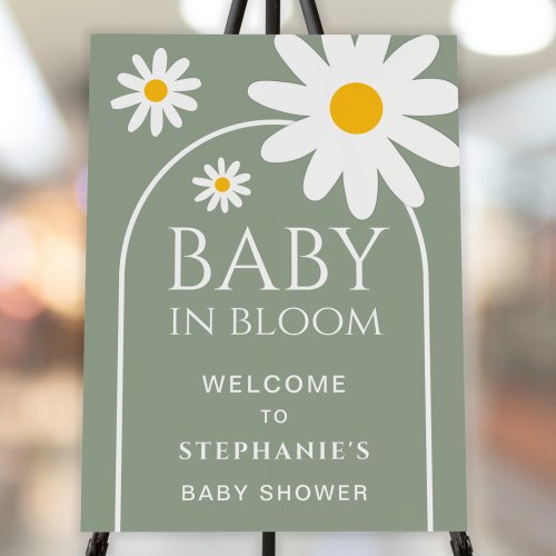 Baby in Bloom Daisy Sage Green Baby Shower Welcome
