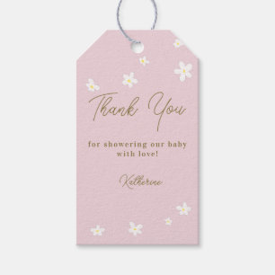 Baby in Bloom Daisy Spring Pink Boho Girl Shower Gift Tags