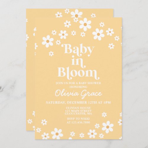 Baby in Bloom Daisy yellow Floral Baby Shower Invitation