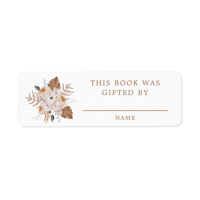 Baby In Bloom Dark Terracotta Boho Book Gift Label (Front)